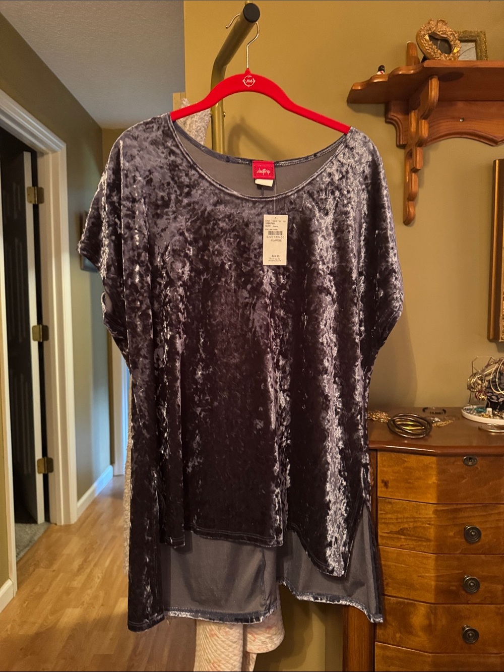 Daytrip Crushed Velvet Tunic in Charcoal
